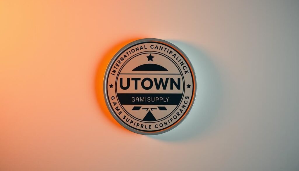 A stylized international compliance certification badge for UTown, a game supply company. The badge is prominently displayed, featuring a clean, minimalist design with bold typography and sleek geometric shapes. The badge is set against a muted, soft-focus background, conveying a sense of professionalism and quality. Warm, directional lighting illuminates the badge, creating depth and dimension. The composition is well-balanced, placing the badge in the center of the frame with ample negative space around it. The overall mood is one of trust, credibility, and strategic integration, reflecting the section title "UTown: International Compliance and Game Supply Strategy Integration". A stylized international compliance certification badge for UTown, a game supply company. The badge is prominently displayed, featuring a clean, minimalist design with bold typography and sleek geometric shapes. The badge is set against a muted, soft-focus background, conveying a sense of professionalism and quality. Warm, directional lighting illuminates the badge, creating depth and dimension. The composition is well-balanced, placing the badge in the center of the frame with ample negative space around it. The overall mood is one of trust, credibility, and strategic integration, reflecting the section title "UTown: International Compliance and Game Supply Strategy Integration".